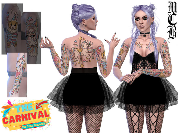 Sims 4 — Carnival Lower Arm Tattoo (Left) by MaruChanBe2 — A carnival themed tattoos for your cuties.