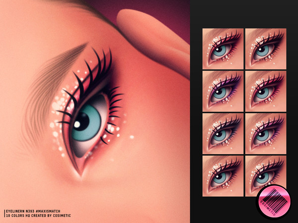 Sims 4 — MM Glitter Eyeliner N393 by cosimetic — - Female
