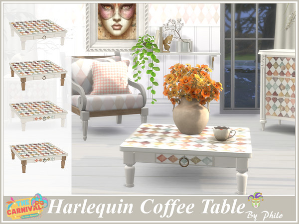 Sims 4 — Philo_Harlequin Coffee Table by philo — This set includes: