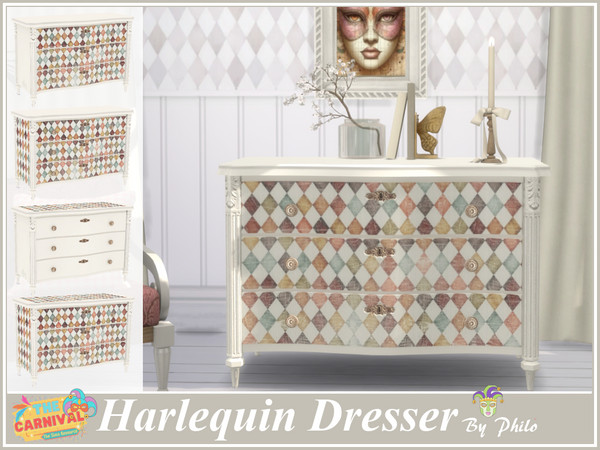 Sims 4 — Philo_ Harlequin Dresser by philo — This set includes: