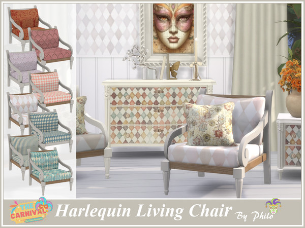 Sims 4 — Philo_Harlequin Living Chair by philo — This set includes: