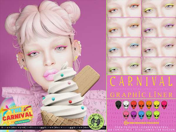 Sims 4 — Carnival Graphic Liner by unidentifiedsims — x12 Colours