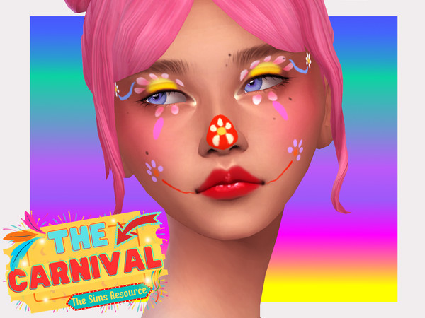 Sims 4 — Carnival Flower Clown Facepaint by Sagittariah — base game compatible, 3 swatches, properly tagged, enabled for