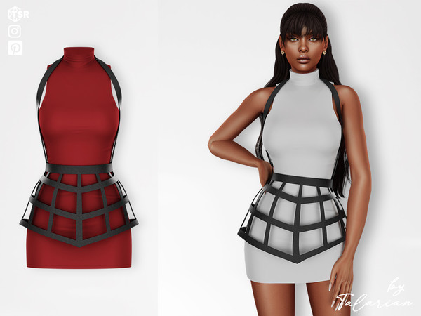 Sims 4 — Bianca Dress by talarian — Futuristic sleeveless mini dress with a structured skirt overlay Available in 25