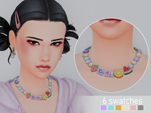 Sims 4 — Fruit Necklace by MisfitSim_ — Candy fruit necklace for female, 6 swatches.