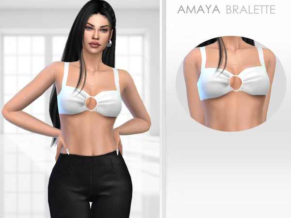 Sims 4 — Amaya Bralette by Puresim — White bralette for female sims