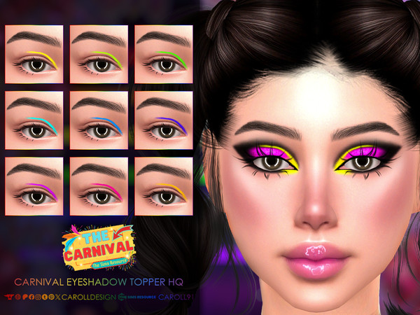 Sims 4 — Carnival Eyeshadow Topper HQ by Caroll912 — A 9-swatch eyeshadow topper in neon colour palette. The topper is