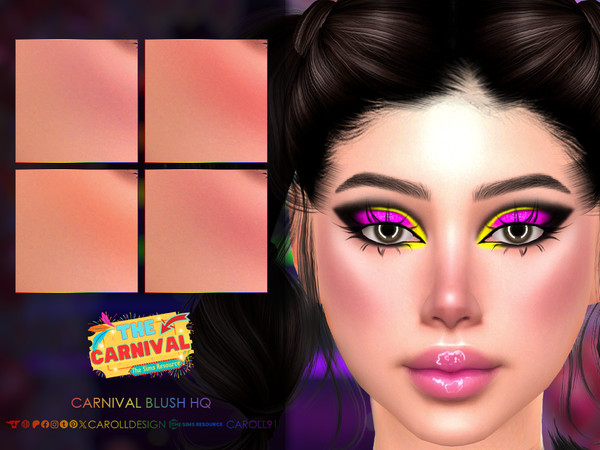 Sims 4 — Carnival Blush HQ by Caroll912 — A 4-swatch nose and cheek blush in the shades of pink, red and orange. The