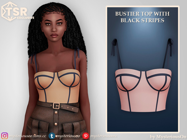 Sims 4 — Bustier top with black stripes by MysteriousOo — Bustier top with black stripes in 6 colors