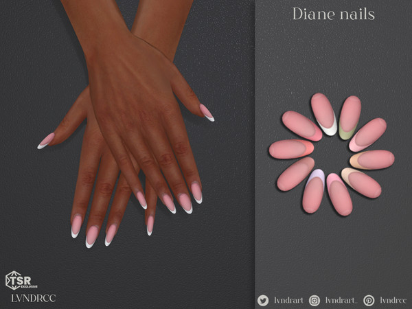 Sims 4 — Diane Nails by LVNDRCC — Short round nails in elegant, timeless style on a neutral pink base, perfect for