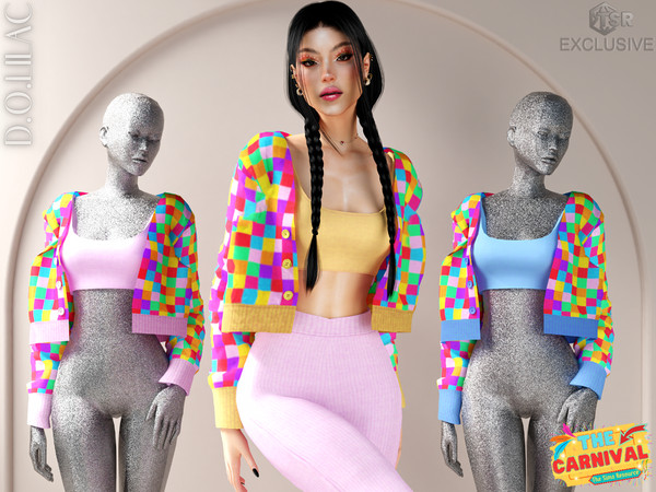 Sims 4 — The Carnival Crop Top and Colorful Cardigan DO0725 by DOLilac — Custom thumbnail