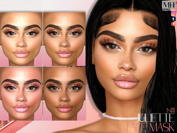 Sims 4 — [Patreon] Juliette Face Mask N111 by MagicHand — Mixed beauty face in 6 skin color variations - HQ Compatible.