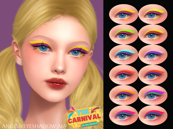 Sims 4 — Eyeshadow A69 by ANGISSI — PREVIEWS MADE USING HQ MOD 12 colors