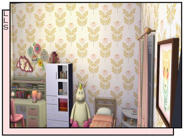 Sims 4 — Daisy Girl by lavilikesims — A cute flower wall, in 4 colours with 4 plain