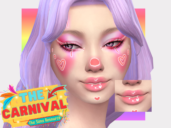 Sims 4 — Carnival Coquette Clown Lipgloss by Sagittariah — base game compatible, 12 swatches, properly tagged, enabled