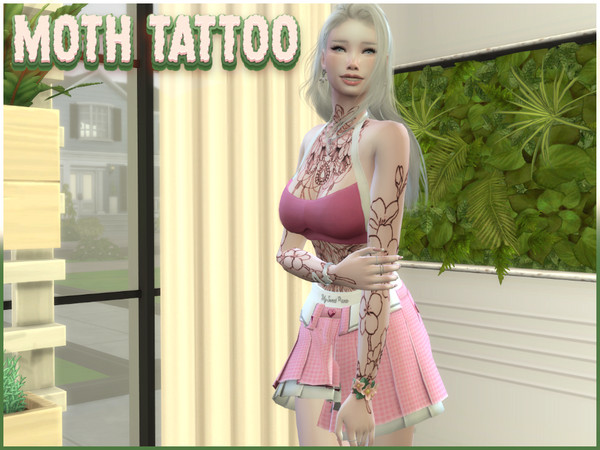 Sims 4 — Moth Tattoo by Levellt — Give your character something new with the moth tattoo by Levellt_Sims4. This beautiful