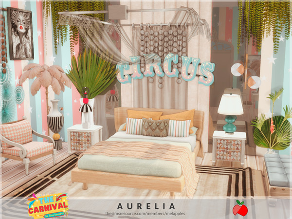 Sims 4 — CARNIVAL- Aurelia bedroom by melapples — a vibrant, circus themed bedroom. enjoy! 7x6