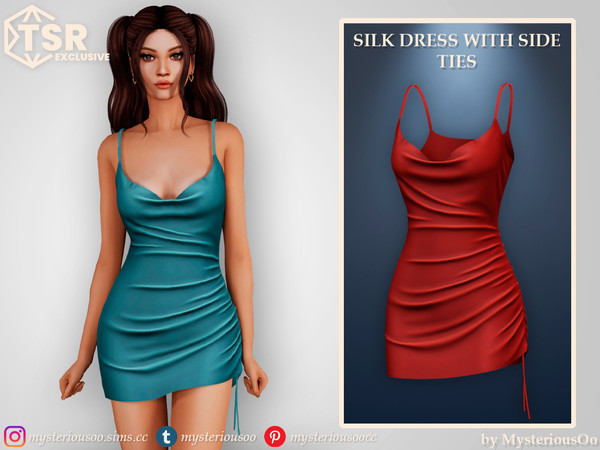 Sims 4 — Silk dress with side ties by MysteriousOo — Silk dress with side ties in 6 colors