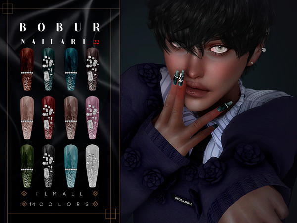 Sims 4 — Ballerina shaped nails by Bobur2 — Long ballerina shaped nails with accessories for female 14 colors I hope you