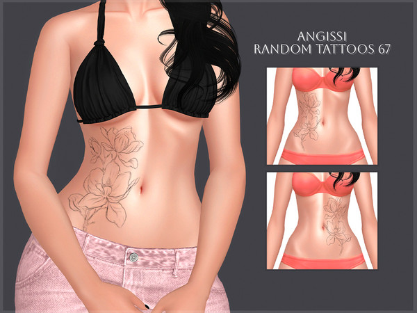 Sims 4 — Random tattoos 67 by ANGISSI — PREVIEWS MADE USING HQ MOD HQ compatible