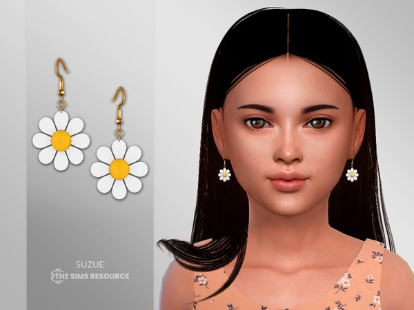 Sims 4 — Spring Earrings Child by Suzue — New Mesh (Suzue)