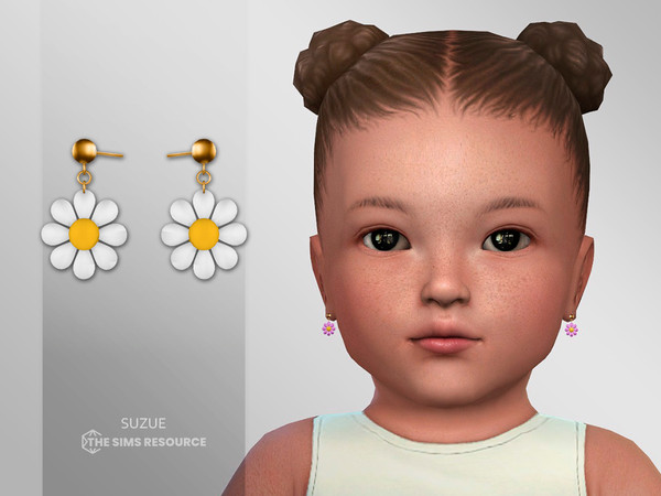 Sims 4 — Spring Earrings Infant by Suzue — New Mesh (Suzue)