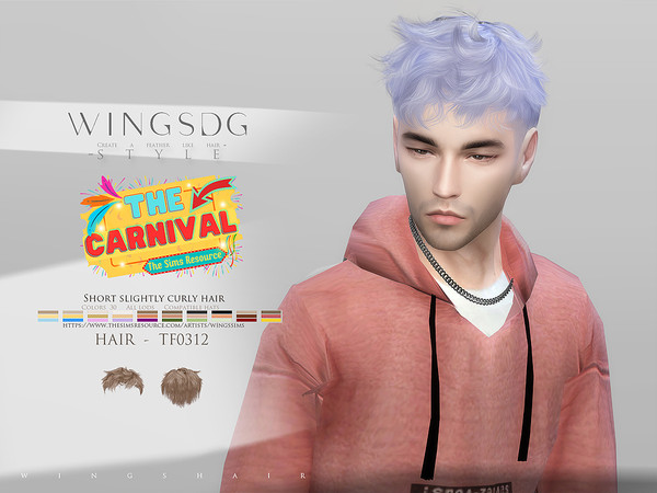 Sims 4 — WINGS-TF0312-Short slightly curly hair by wingssims — Colors:30