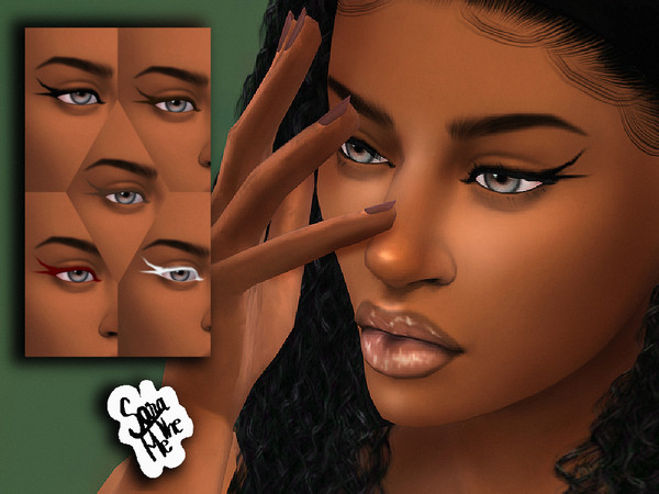 Sims 4 — 07. Split Half Eyeliner by saratheme — -5 swatches