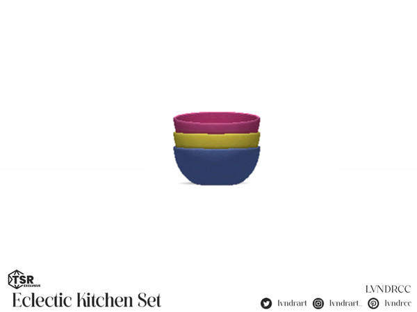 Sims 4 — (LVNDR) Eclectic Kitchen Ceramic Bowls by LVNDRCC — Small set of various ceramic and metal kitchen decorations,