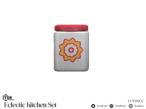 Sims 4 — (LVNDR) Eclectic Kitchen Ceramic Jar by LVNDRCC — Small set of various ceramic and metal kitchen decorations, in