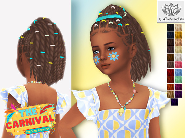 Sims 4 — Nailah Hair + Accessory - Child version (The Carnival) by Lewbertsn00tles — A fun, braided, up-do hairstyle with