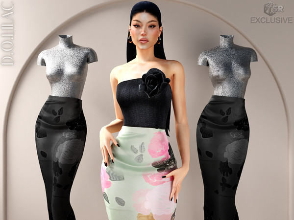 Sims 4 — Silk Floral Midi Skirt DO0744 by DOLilac — Custom thumbnail