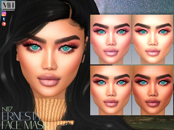 Sims 4 — Ernesta Face Mask N117 by MagicHand — Female face in 6 skin color variations - HQ Compatible.