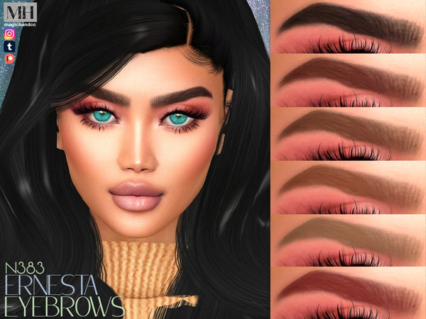 Sims 4 — Ernesta Eyebrows N383 by MagicHand — Thick brows in 13 colors - HQ Compatible.