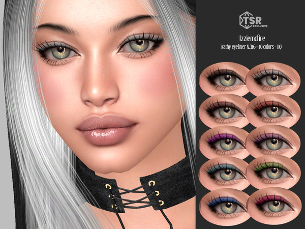Sims 4 — IMF Kathy Eyeliner N.316 by IzzieMcFire — Kathy Eyeliner N.316 contains 10 colors in hq texture.