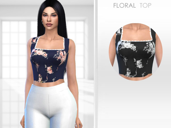 Sims 4 — Floral Top by Puresim — Cute floral top in 2 swatches.