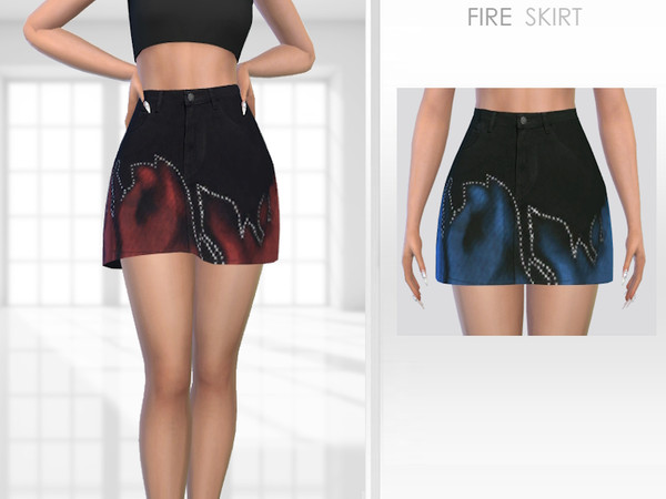 Sims 4 — Fire Skirt by Puresim — Fire skirt in 3 swatches