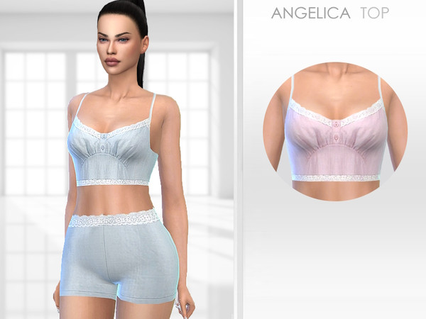 Sims 4 — Angelica Top by Puresim — Sleepwear top in 2 swatches