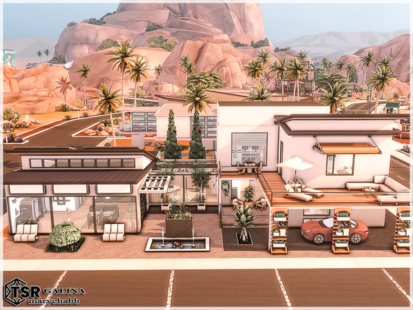 Sims 4 — Galina - No CC by marychabb — I present to you a modern style house with a separate space for business. The