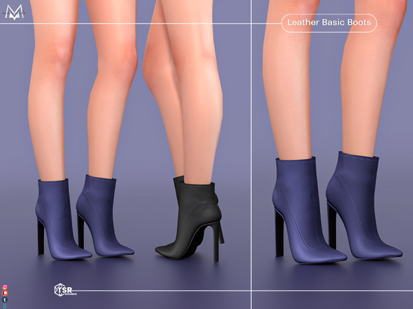 Sims 4 — Leather Basic Boots S496 by Mermalade — New Mesh
