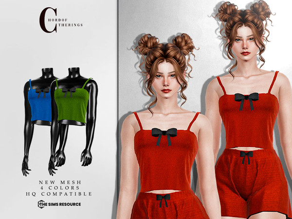 Sims 4 — Pajama Top T-747 by ChordoftheRings — ChordoftheRing Pajama Top T-747 - 4 Colors