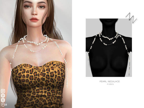 Sims 4 — PEARL NECKLACE by ZNsims — pearls, necklaces, long, layered, overlapping