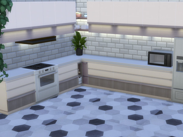 Sims 4 — White Grey Hexagon Tile Flooring by WinterWildsSims — A white and grey colour hexagon patterned flooring perfect