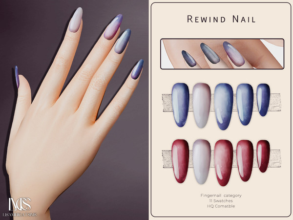 Sims 4 — Rewind Nail by VELYSEA — -Fingernail category -HQ comatble -11 swatches