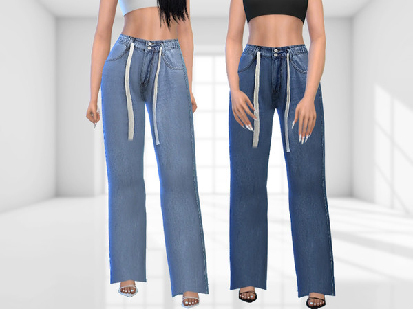 Sims 4 — Alaya Jeans by Puresim — Female jeans in 2 swatches