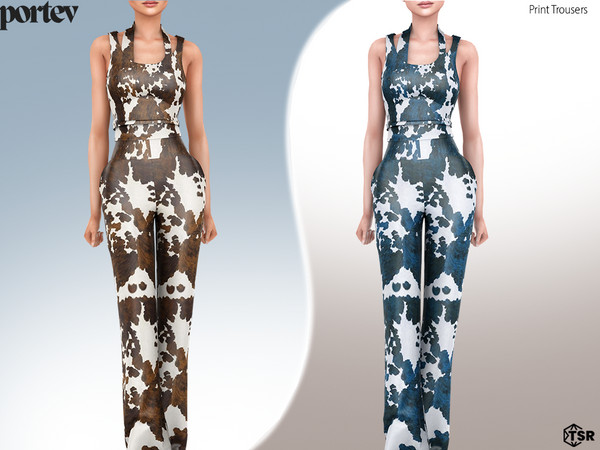 Sims 4 — Print Trousers by portev — new Mesh 5 colors