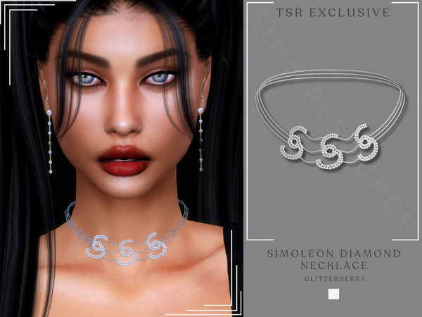 Sims 4 — Simoleon Diamond Necklace by Glitterberryfly — A gemstone diamond simoleon necklace