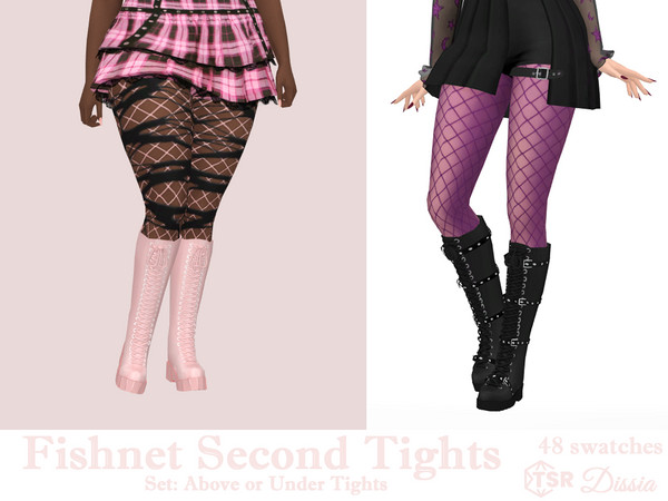 Sims 4 — Fishnet Second Tights Set (Socks Category) by Dissia — Fishnet tights in socks category so you can layer them