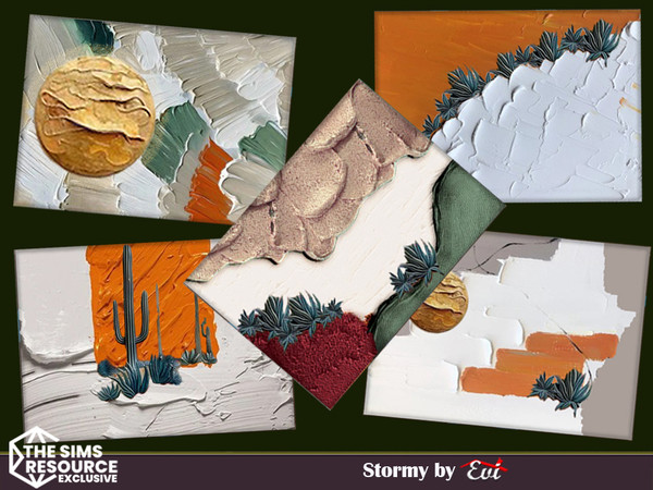 Sims 4 — Stormy by evi — Modern wall art in five choices