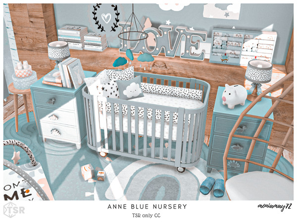 Sims 4 — Anne Blue Nursery by Moniamay72 — A beautiful modern nursery in blue colors.